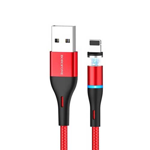 Кабель USB A - USB Lightning (1,2 м) Borofone BU16 Red магнитный