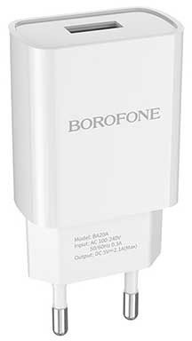 Зарядное устройство USB 2.1A Borofone BA20A White