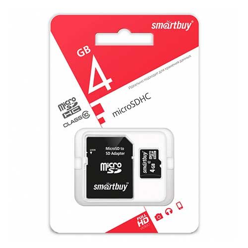 microSD 4Gb Smart Buy Class 10 с адаптером