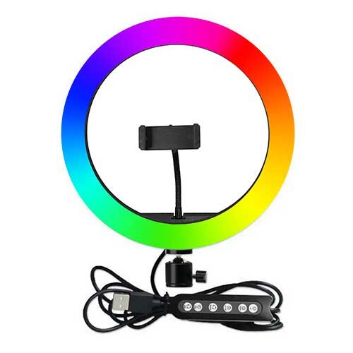 Кольцевая светодиодная селфи лампа RGB разноцветная 33 см