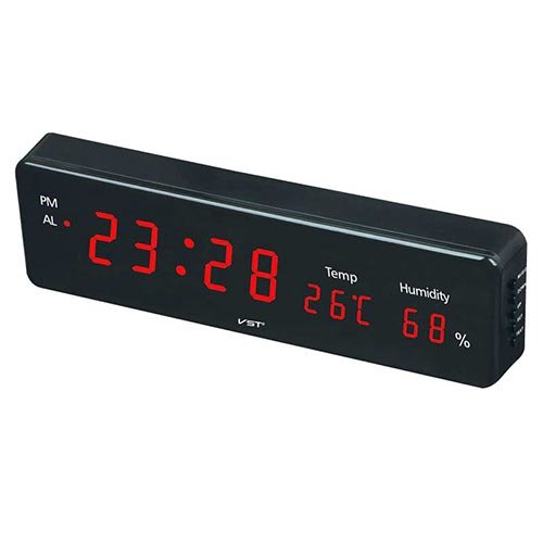 Часы электронные VST 805-S-1 настенные (часы,термометр) красный