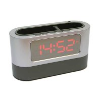 Часы-будильник с подставкой LL-038 (серый корпус, красные цифры)