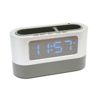 Часы-будильник с подставкой LL-038 (серый корпус, синие цифры)