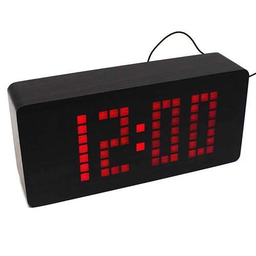 VST-871-1 часы электронные в деревянном корпусе с красной подсветкой