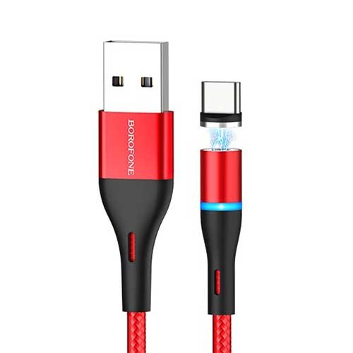 Кабель USB A - USB Type-C (1,2 м) Borofone BU16 Red магнитный