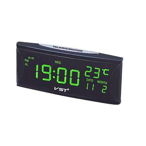 VST 719W-4 часы настольные с ярко-зелеными цифрами