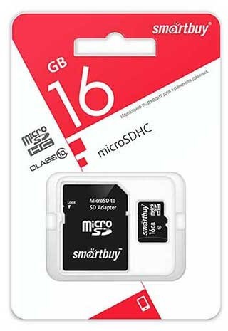 microSDHC 16Gb Smart Buy Class 10 с адаптером