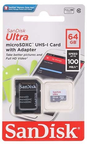 microSDHC 64Gb SanDisk Class 10 Ultra UHS-I с адаптером