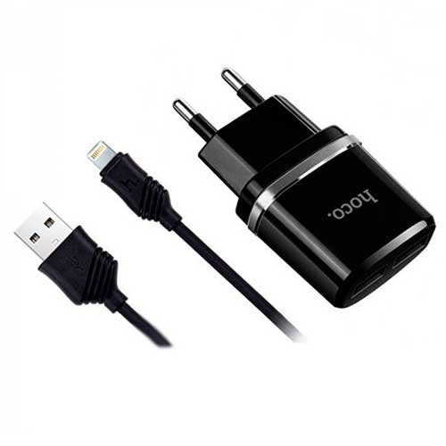 Зарядное устройство 2 USB 2.4A Hoco. C12 + кабель iPhone 5